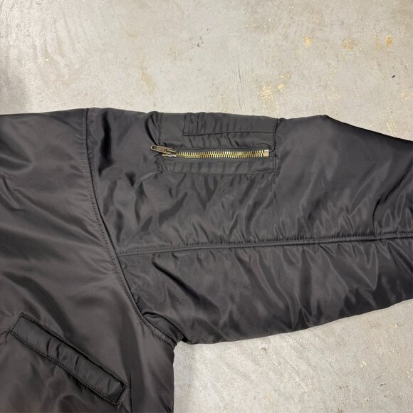 Balenciaga Hooded Bomber Jacket Faux Fur Hood Oversized Zip Blackk Large - Picture 5 of 14